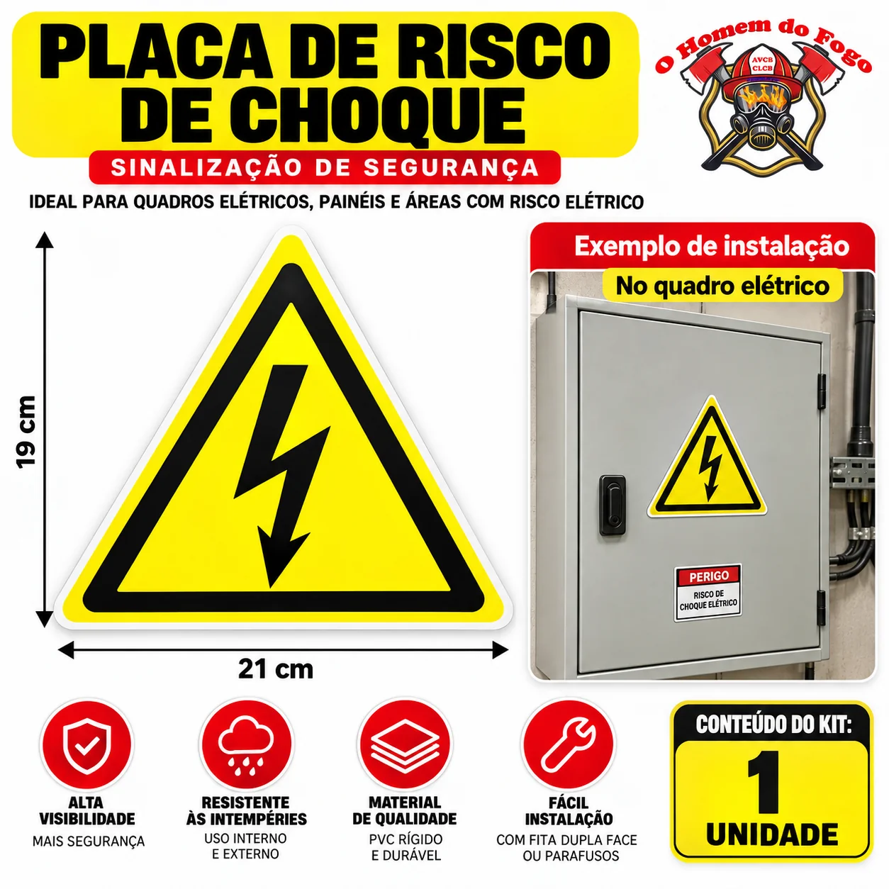 Sinalização de emergência do Kit 1